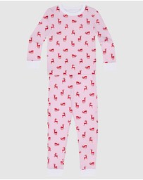 Sant And Abel - Kids Reindeer Pink Long PJ Set