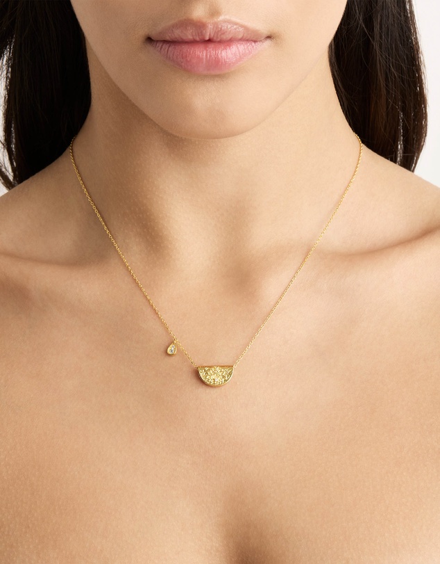 By Charlotte - Gold Lotus Birthstone Necklace - April