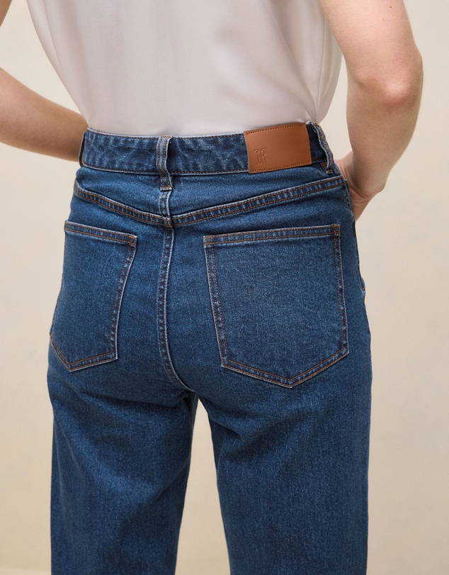 Trenery - High Rise Straight Leg Jean in Mid Blue