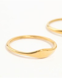 Lovisa - Waterproof Gold Plated Stainless Steel Dainty Signet Rings 2-Pack
