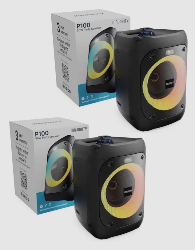 Majority - Majority PS100 - Bundled Party Speaker 40w Bluetooth Karaoke-DJ-Party-PA System - Black