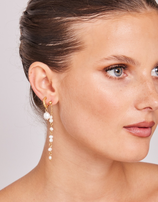 Zoe Olivia - Waterproof Twist Pearl Drop Stud Hoops