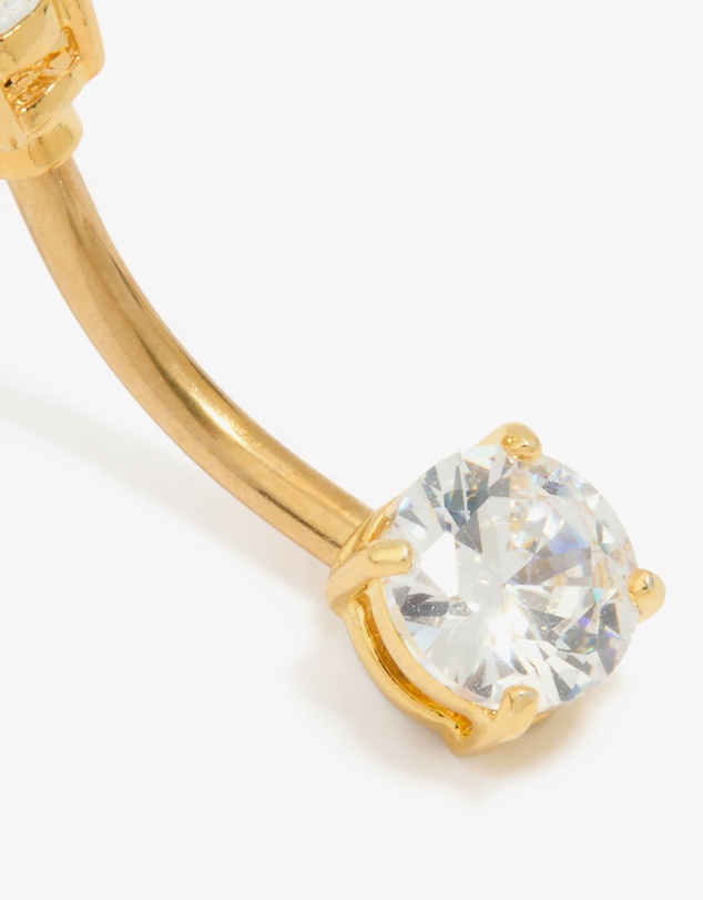 Lovisa - Gold Plated Titanium Cubic Zirconia Mini & Medium Belly Bar