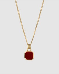 Kuzzoi - ICONIC EXCLUSIVE - Necklace Male Geometric Red Enamel 925 Sterling Silver Gold Plated