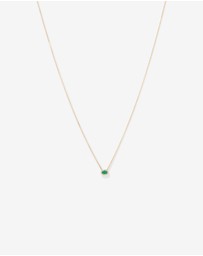 Michael Hill - Oval Cut Green Emerald Gemstone and 0.05 Carat TW Diamond Halo Necklace in 10kt Yellow Gold