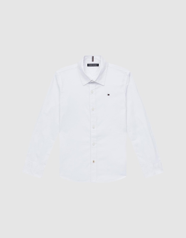 Tommy Hilfiger - Solid Stretch Poplin Long Sleeve Shirt - Kids
