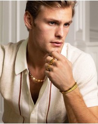 Nialaya Jewellery - Men's Gold Braided Chain Bracelet
