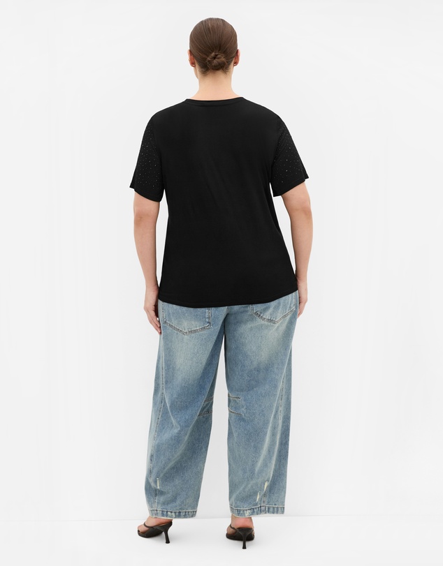 City Chic - Plus size Blinged Up Stretch Top - black