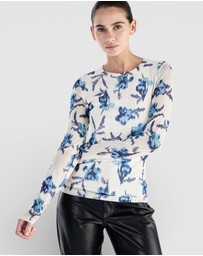 rag & bone - Yana Printed Mesh Long Sleeve Tee