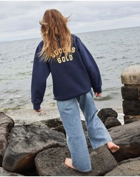 Skwosh - Good As Gold Kids Half Zip Sweat in Navy
