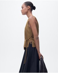 M.N.G - Moskito Linen-Blend Top With Bow