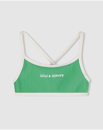 Zulu & Zephyr Mini - Mini Stripe Rib Logo Bikini Top - Kids-Teens