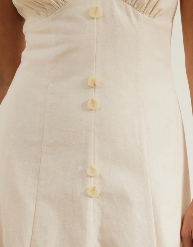 Atmos&Here - Josie Collared Linen Blend Midi Dress