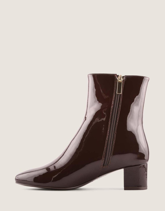 Shelly Shen - Noah Heel Ankle Boots Brown Patent