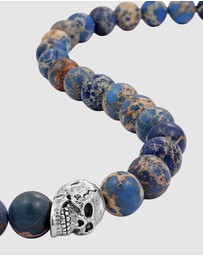 Kuzzoi - ICONIC EXCLUSIVE - Necklace Male Skull Blue Agate 925 Sterling Silver