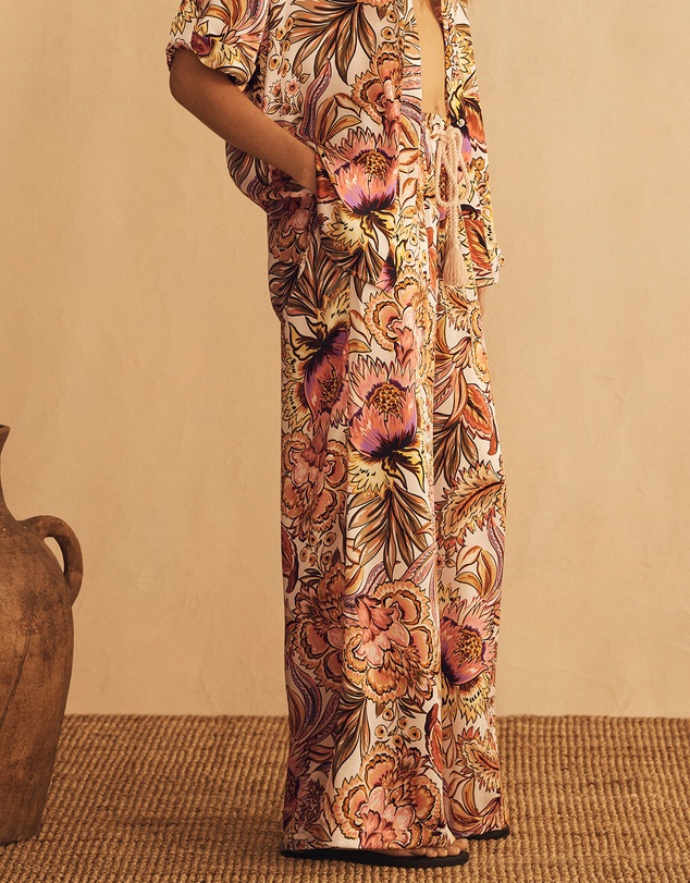AUR OCEA - Bel Fiore Silk Gathered Wide Leg Pants