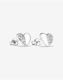 Michael Hill - Pave Heart Stud Earrings with Cubic Zirconia in Sterling Silver