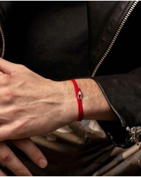 Nialaya Jewellery - Red Wrap-Around String Bracelet with Sterling Silver Gold Plated Lock
