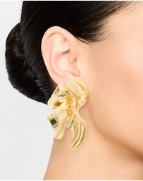 Lovisa - Gold Plated Textured Flower Fan Earrings