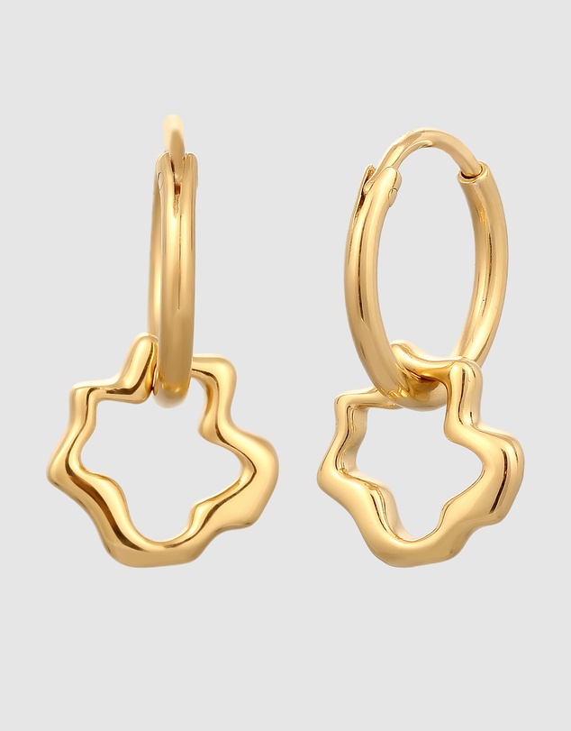 Elli Jewelry - Floral Hoop Earrings in Gold-Plated 925 Silver