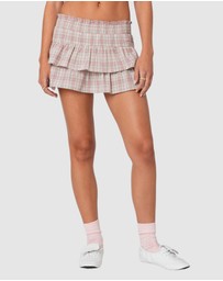 EDIKTED - Shani Plaid Ruffled Mini Skirt