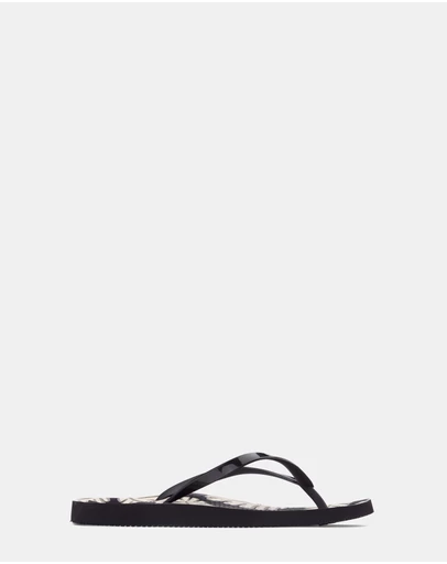 Vionic - Noosa Print Toe Post Sandal - Palm Black