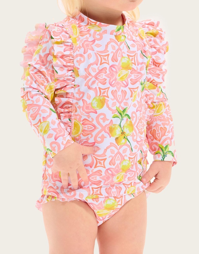 Seafolly - Lemon Tile Frill Rash Set - Babies