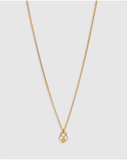 By Charlotte - Crystal Lotus Heart Padlock Necklace