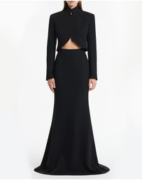 Carla Zampatti - Black Crepe Fishtail Maxi Skirt