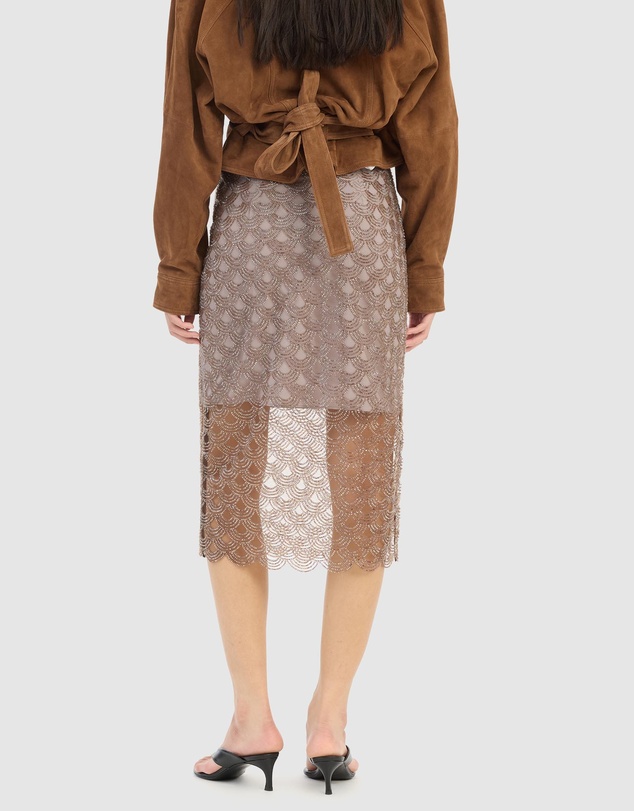 ROTATE - Scallop Sequin Midi Skirt