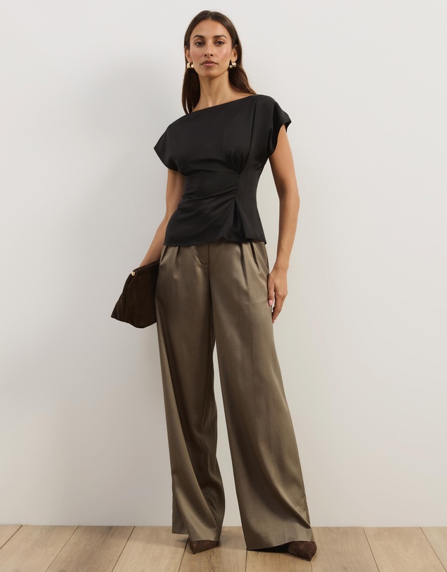 Atmos&Here - Aureline Satin Boat Neck Top