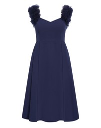 City Chic - Plus size Roselyn Ruffle Tulle Midi Dress - navy