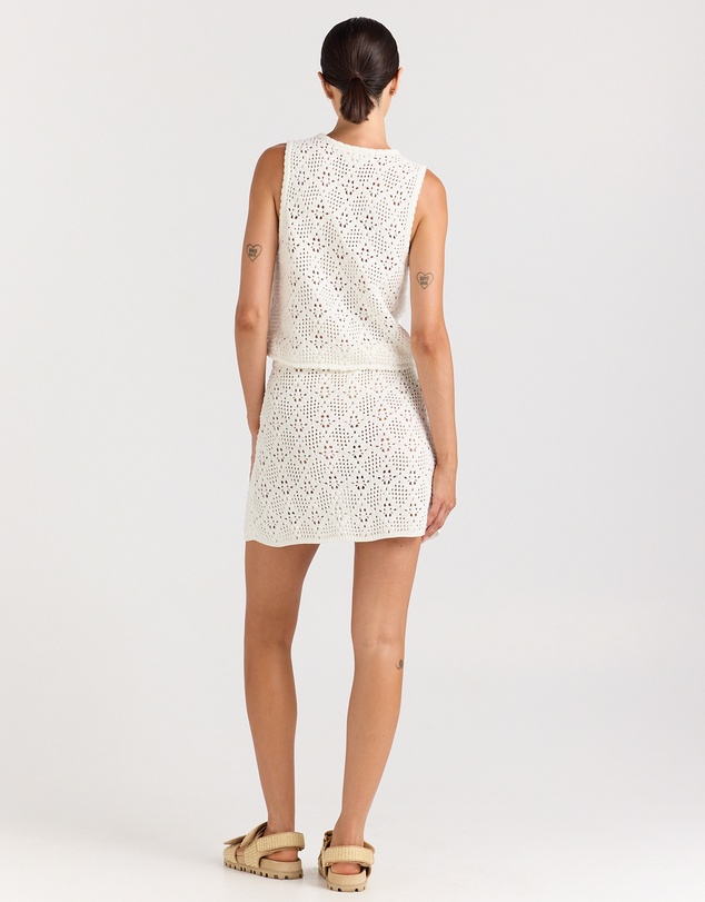 Poolside Paradiso - Messina Crochet Knit Mini Skirt - Vanilla