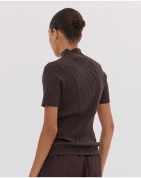 Cloth & Co. - The Rib Funnel Tee | Brazil Nut