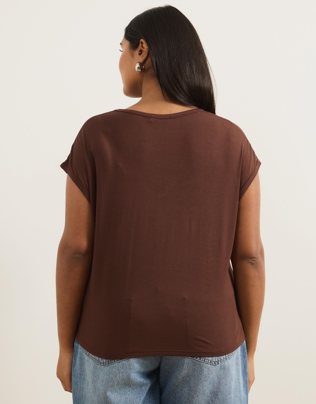 Atmos&Here Curvy - Cap Sleeve Scoop Neck T-Shirt In Jersey
