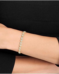 Swarovski - Una Angelic Tennis bracelet, Round cut, Pavé, Medium, White, Gold-tone plated