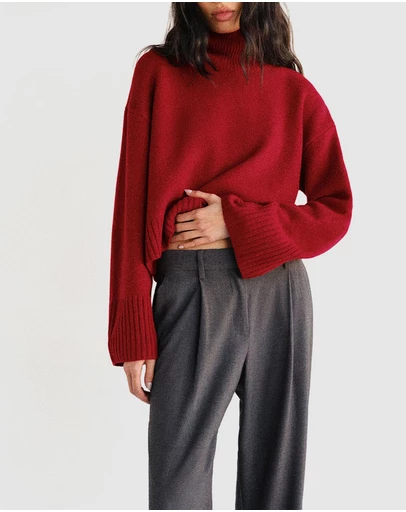 Reformation - March Regenerative Wool Cropped Turtleneck Jumper