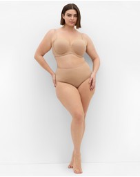 City Chic - Plus Size Luxe Microfibre Strapless Bra - cafe