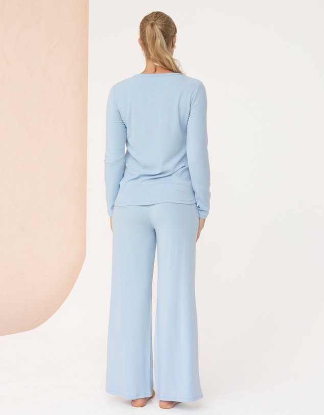 Angel Maternity - 3-Piece Isabelle Maternity Sleepwear Set - Baby Blue