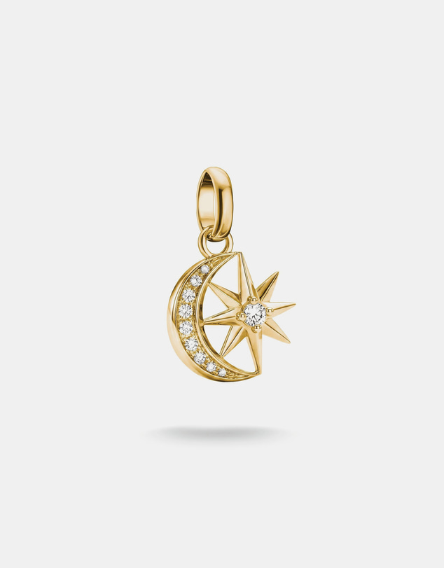 THOMAS SABO - Gold-Plated Moon and Star Charm with White Zirconia