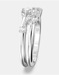 Swarovski - Constella Ring, Set (2), Round Cut, White, Rhodium Plated