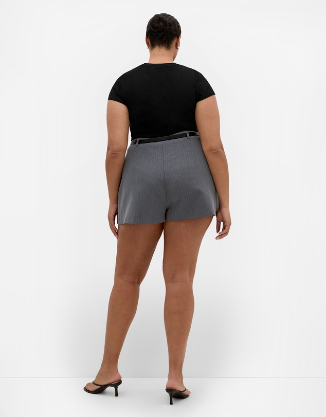 City Chic - Plus size Cora Blue Stripe Skort - grey