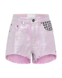 ONE TEASPOON - Pink Envy Foil Bonitas High Waist Denim Shorts