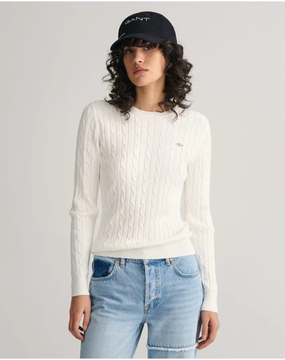 Gant - Stretch Cotton Cable Crew Neck Knit