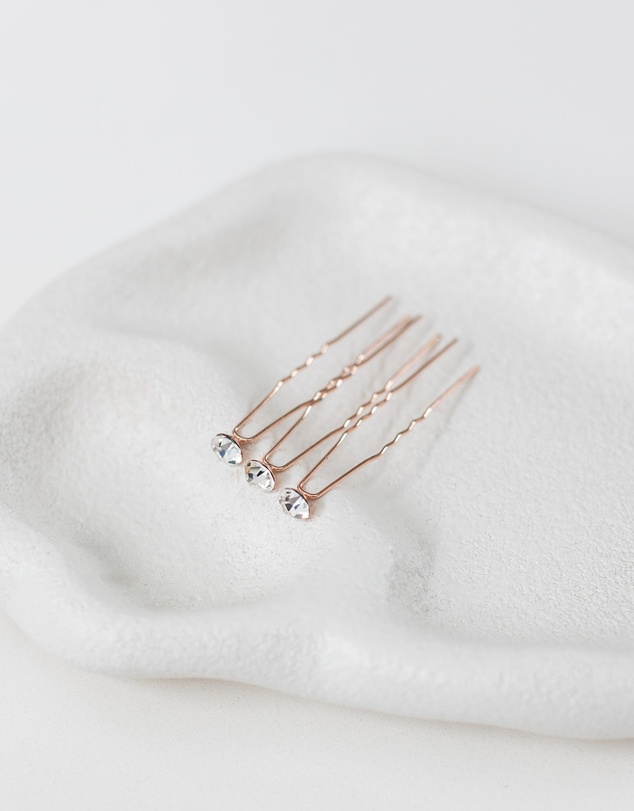 The White Collection - Aria - 8mm Crystal Bridal Hair Pin Trio