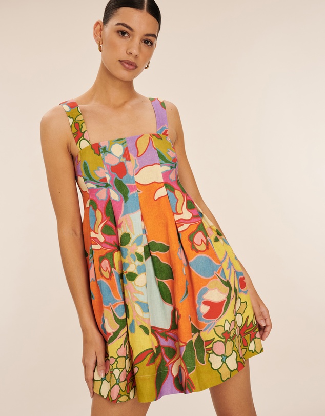 AERE - Linen Pleat Detail Mini Dress