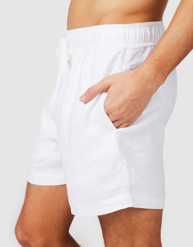Vacay Swimwear - White Linen Shorts