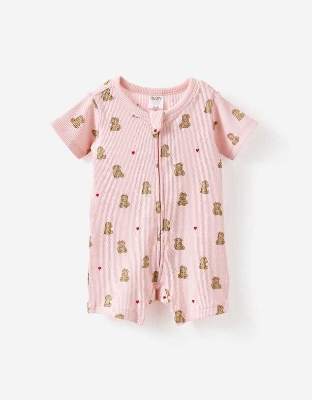 Cotton On Kids - Littlie Organic Short Sleeve Zip Romper