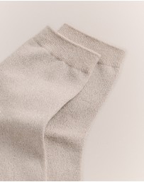 Trenery - Metallic Rib Crew Sock in Stone