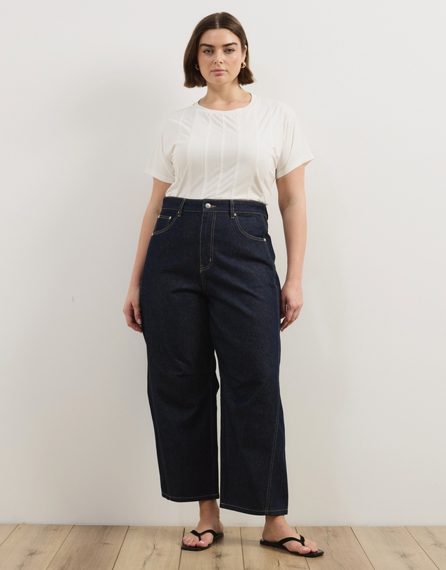 Atmos&Here Curvy - Poppy Cropped Barrel Leg Jeans